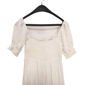 Puff Sleeve Linen Midi Dress